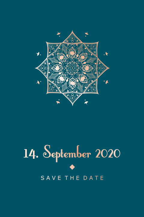 Save the Date Karte mit Mustern und Foliendruck: "Schmuckvoll"