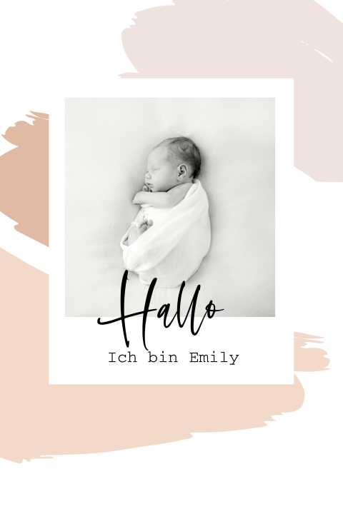 Design-Babykarte mit rosafarbenen Farbakzenten