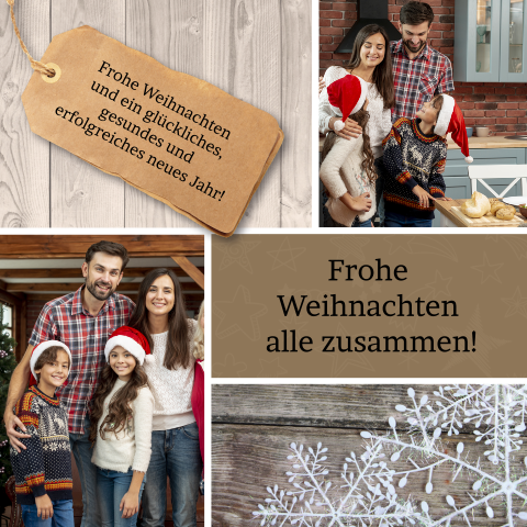Weihnachtskarte mit eigenen Bilder und verschiedenen Hintergründen.