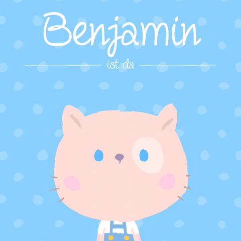 Süße Geburtskarte mit einem kleinen Kater