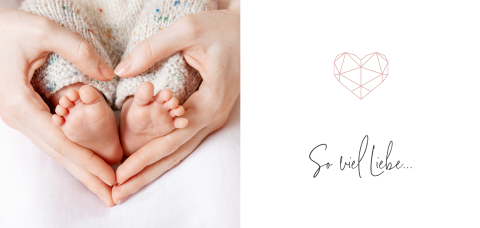 Geburtskarte mit Foto und geometrischem Herzen