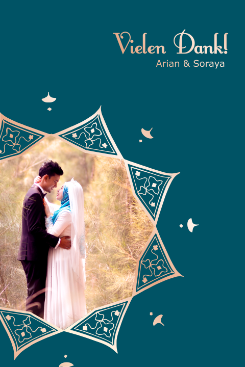 Elegante Dankeskarte mit Mustern und Ihrem Foto: "Schmuckvoll"