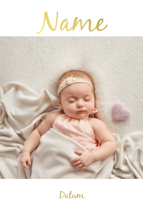 Moderne Geburtskarte für Ihren Nachwuchs, mit Foliendruck