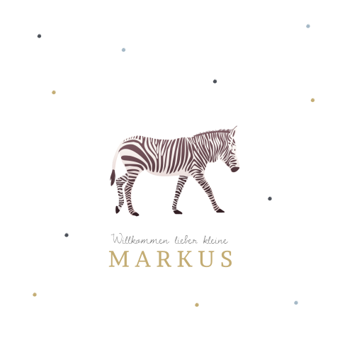 Süße Geburtskarte mit einem Zebra