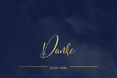 Dankeskarte mit elegantem blauen Hintergrund und Foliendruck