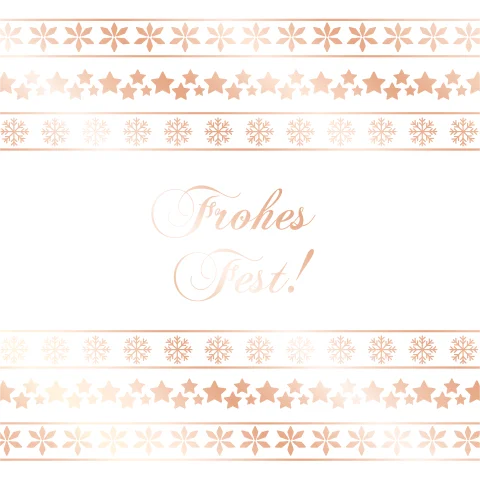 Weihnachtskarte mit Weihnachtsmotiven als Bordüre in Folie
