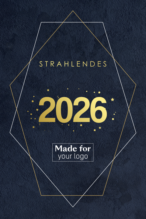 Moderne Neuajhrskarte mit Rahmen und großer Jahreszahl