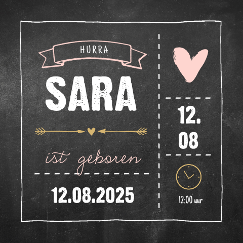 Geburtskarte als Tafel designt