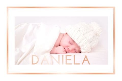 Geburtskarte mit Foto in einem Rahmen aus Folie