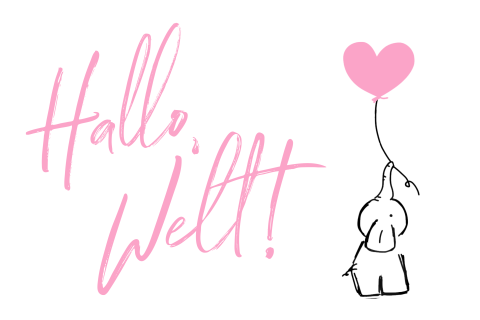 Süße Babykarte mit einem Elefanten und Ballon