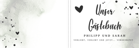 Gästebuch mit grünem Farbverlauf und kleinen Herzen