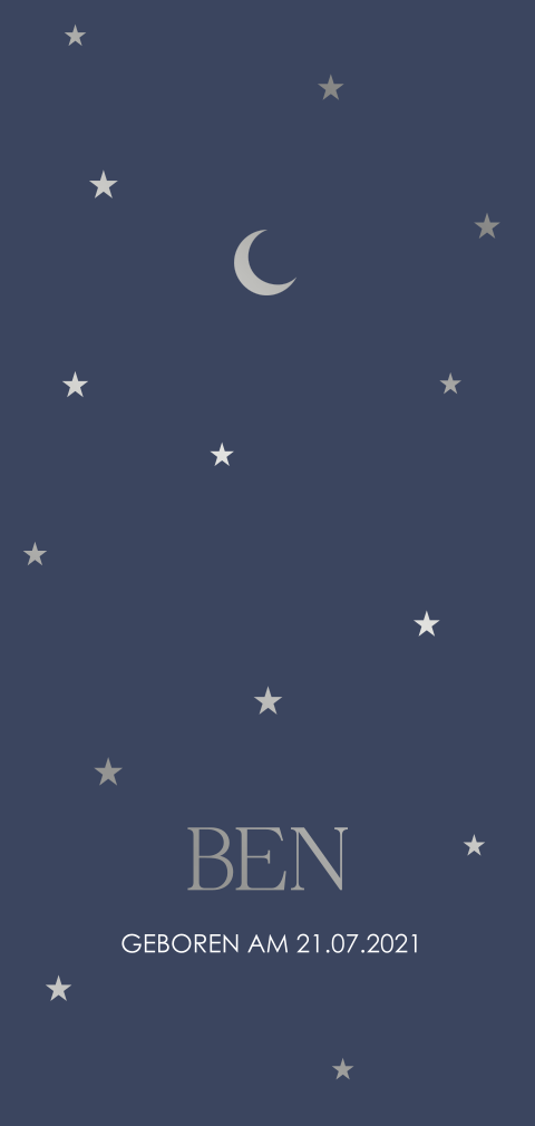 Stilvolle Geburtskarte für Ihren Sohn mit Nachthimmelmotiv und Folie