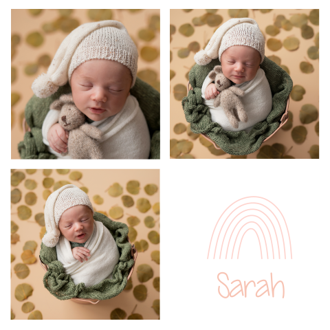 Süße Geburtskarte mit drei Bildern Ihres Kindes