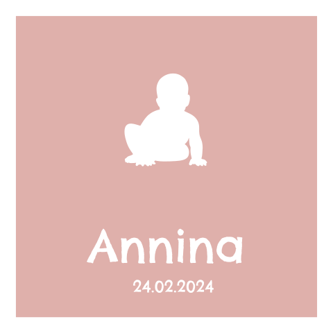 Dezente Geburtskarte mit Namen und einer Silhouette