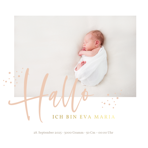 Klassische Geburtskarte mit Foto und Typografie
