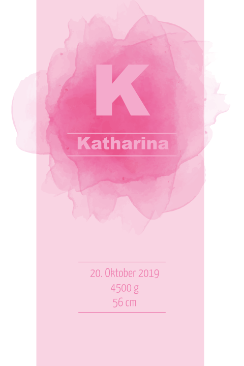Geburtskarte in Pastellrosa mit Monogramm