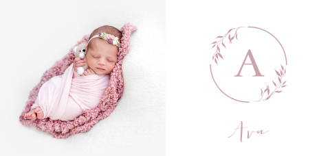 Elegante Geburtskarte mit Foto und Monogramm