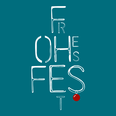 Frohes Fest mit roter Christbaumkugel