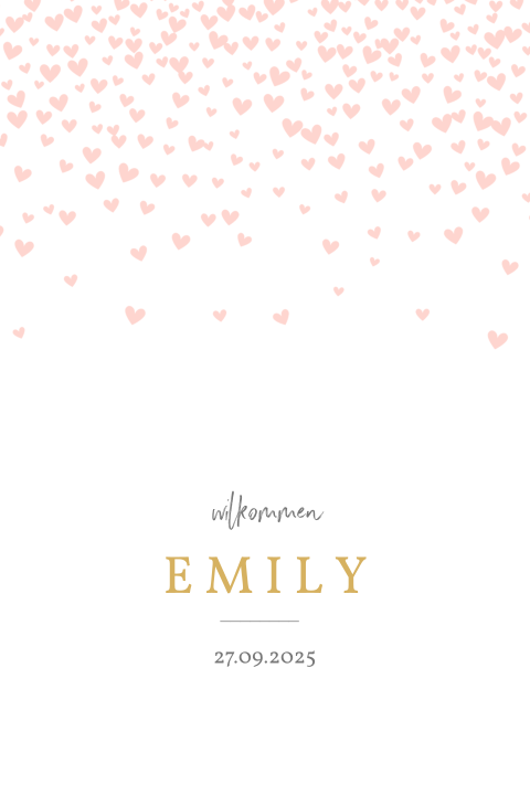 Rosa Herzen auf Babykarte