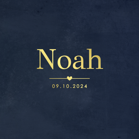 Edle Geburtskarte in Blau mit Foliendruck