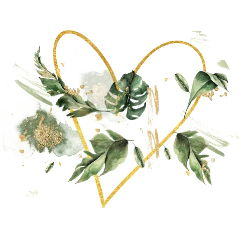 Briefsiegel mit goldenem Herz und grünen Blättern