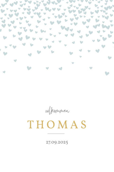 Hübsche Babykarte mit blauen Herzen