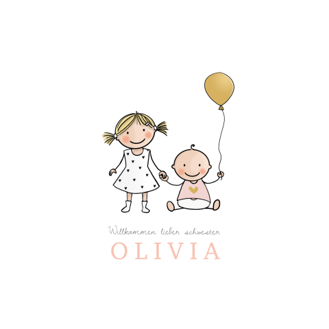 Hübsche Geburtskarte für eine kleine Schwester