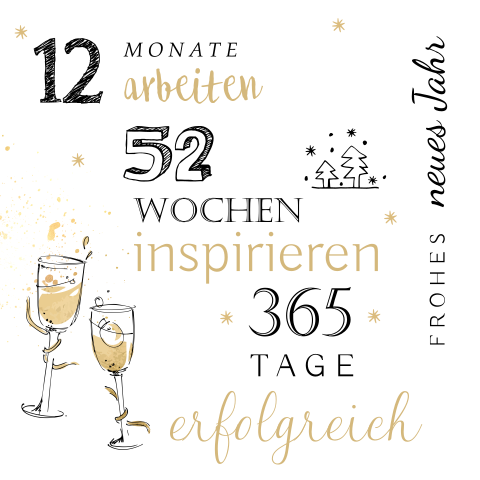 Kreative Neujahrskarte mit zeitlichem Jahresüberblick