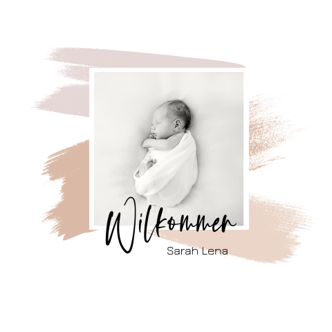 Design-Babykarte mit Farbstrichen und Foto