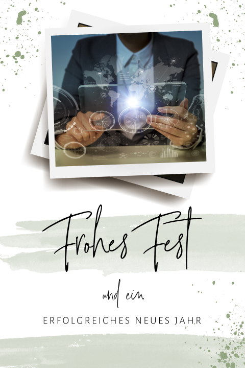 Geschäftliche Weihnachtskarte mit Ihrem Foto und farbigen Akzenten