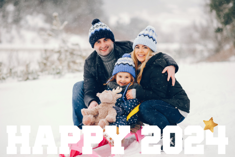 Moderne Weihnachtskarte mit klarem Schriftzug und ihrem Foto