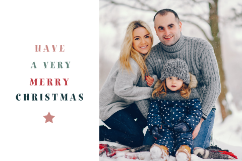 Hübsche Weihnachtskarte mit Ihrem Bild und bunter Schrift