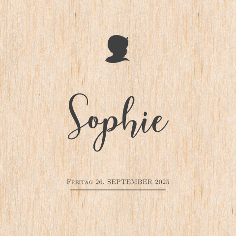 Besondere Geburtskarte aus echtem Holz mit süßen Motiven