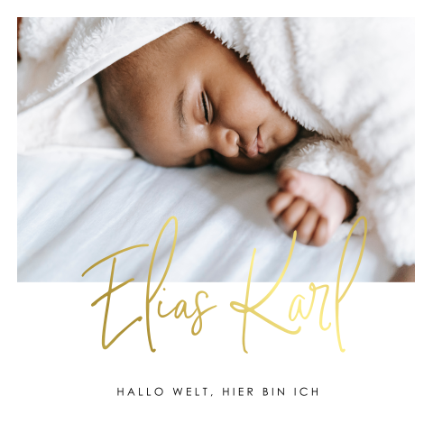 Klassische Geburtskarte mit Foto und Namen