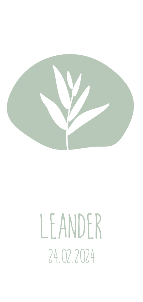 Hippe Geburtskarte mit einem Zweig