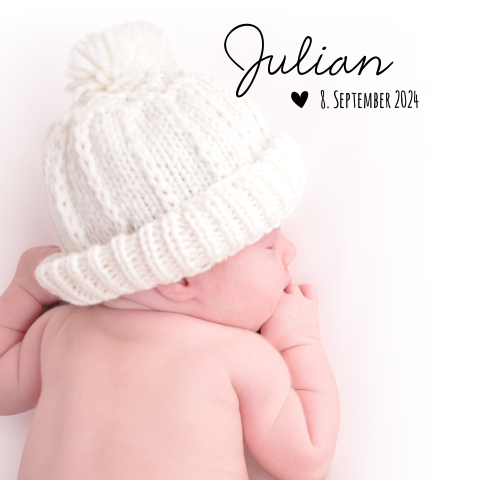 Stilvolle Geburtskarte mit großem Foto