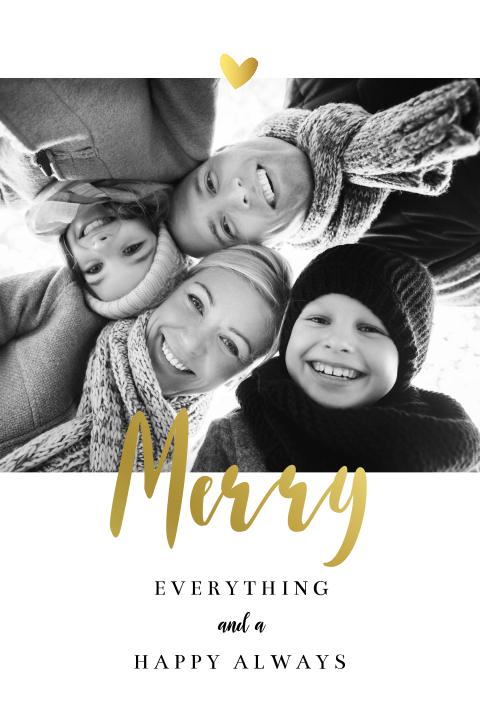Trendige Weihnachtskarte mit Ihrem Foto in schwarz-weiß und gold
