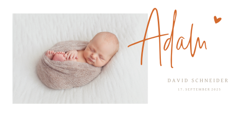 Hübsche Geburtskarte mit Foto und Foliendruck