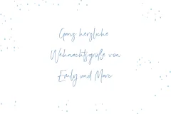 Hübsche Weihnachtskarte mit eisblauem Hintergrund und Foto