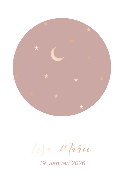 Süße Geburtskarte mit einem Sternenhimmel und Foliendruck