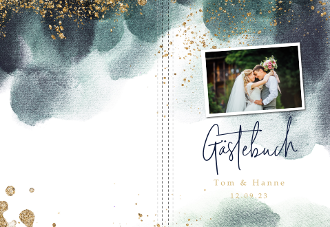 Gästebuch mit goldenen Akzenten: "Aquarellliebe"