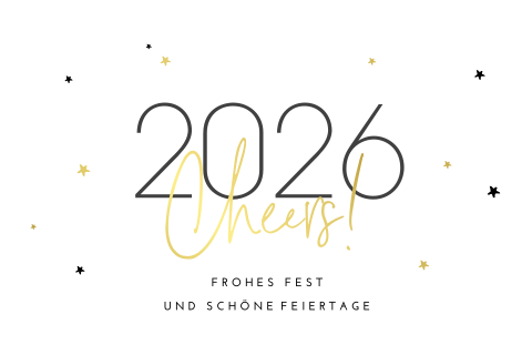 Elegante Neujahrskarte mit Sternen und Foliendruck