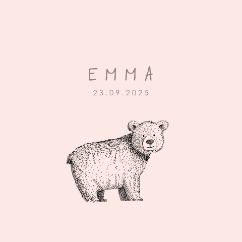 Süße Geburtskarte mit einem kleinen Bären