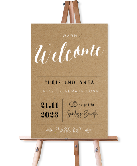 Willkommensschild mit Schriftzug: "Lettering" - 40x60 cm