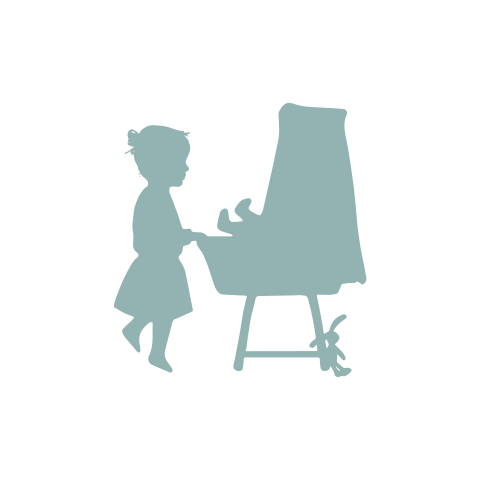 Sluitsticker silhouet wieg jongen
