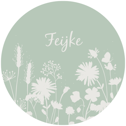 botanisch geboortekaartje bloemen rond-1