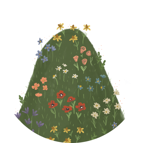 Sluitsticker berg bloemen