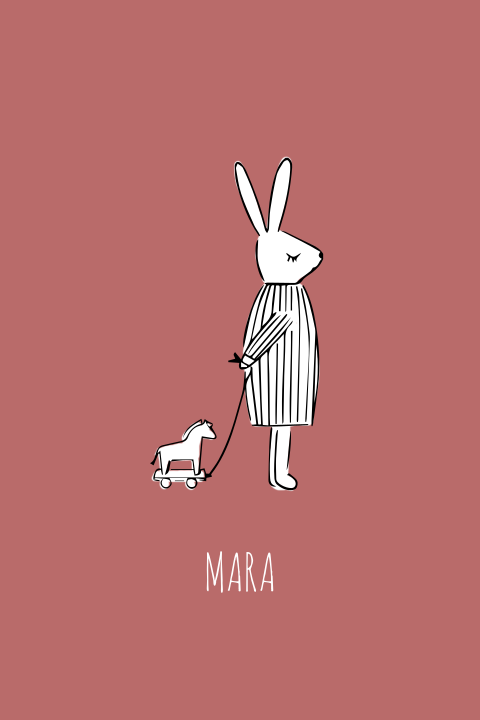 geboortekaartje met haas en paard