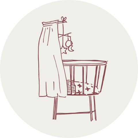 Sluitsticker wieg lijntekening