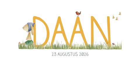 geboortekaartje jongen typografisch konijn